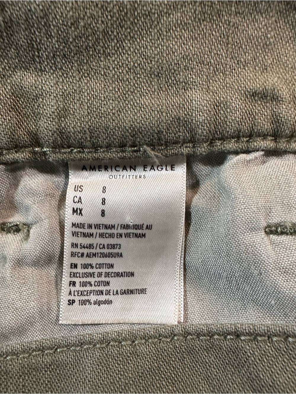 American Eagle Highest Rise Mom Shorts Olive Distressed Cutoff Size 8 - Picture 7 of 11